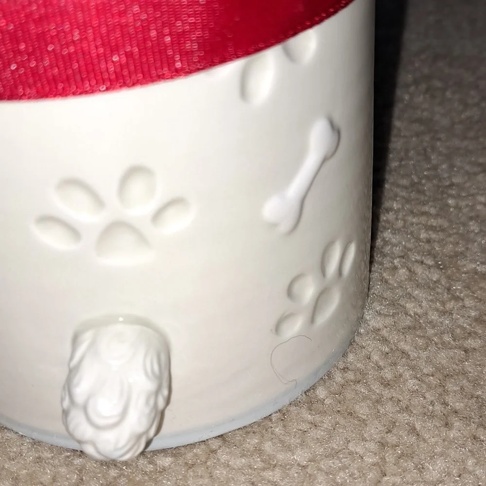 Poodle Dog Treat Jar with Red Bow